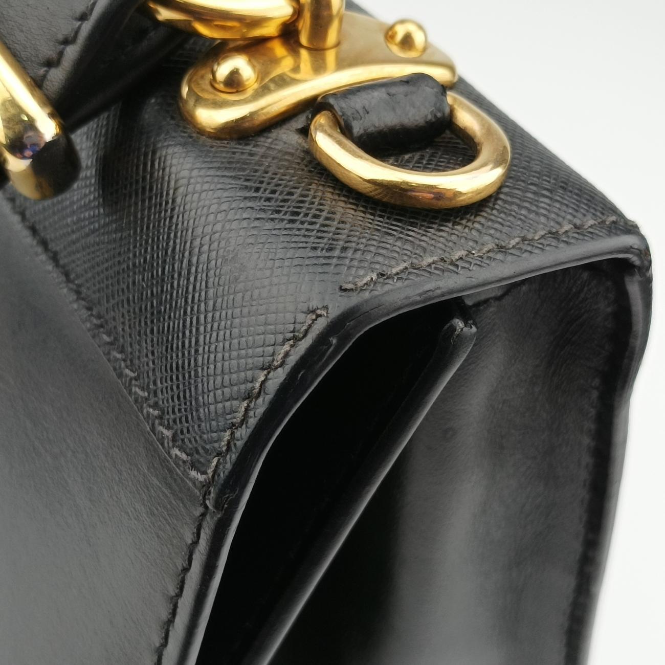 Pre-owned Prada Animalier Cahier Lions Head Black Leather 1BD089 shoulderbag | stylenewstar