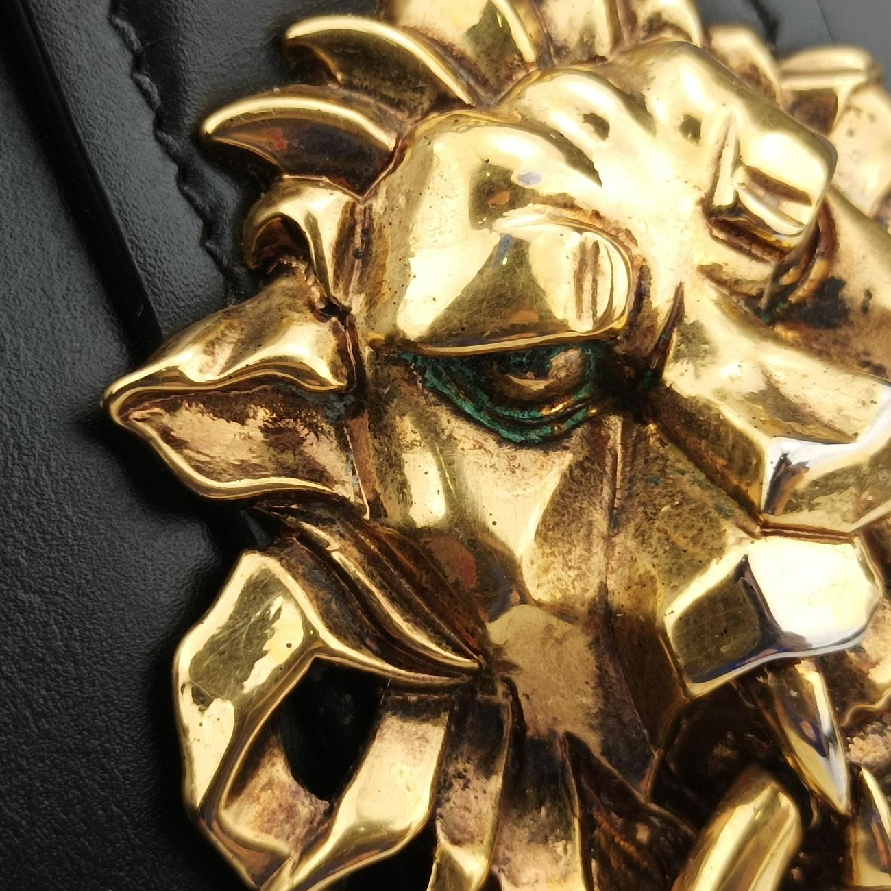 Pre-owned Prada Animalier Cahier Lions Head Black Leather 1BD089 shoulderbag | stylenewstar