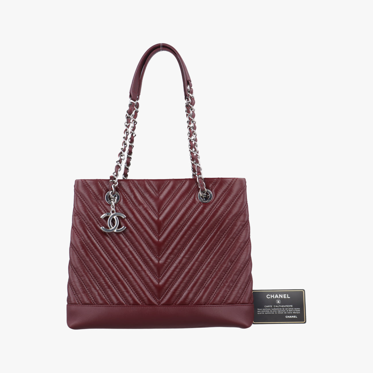 Pre-owned Chanel V stitch Burgundy Leather A93029 shoulderbag | stylenewstar
