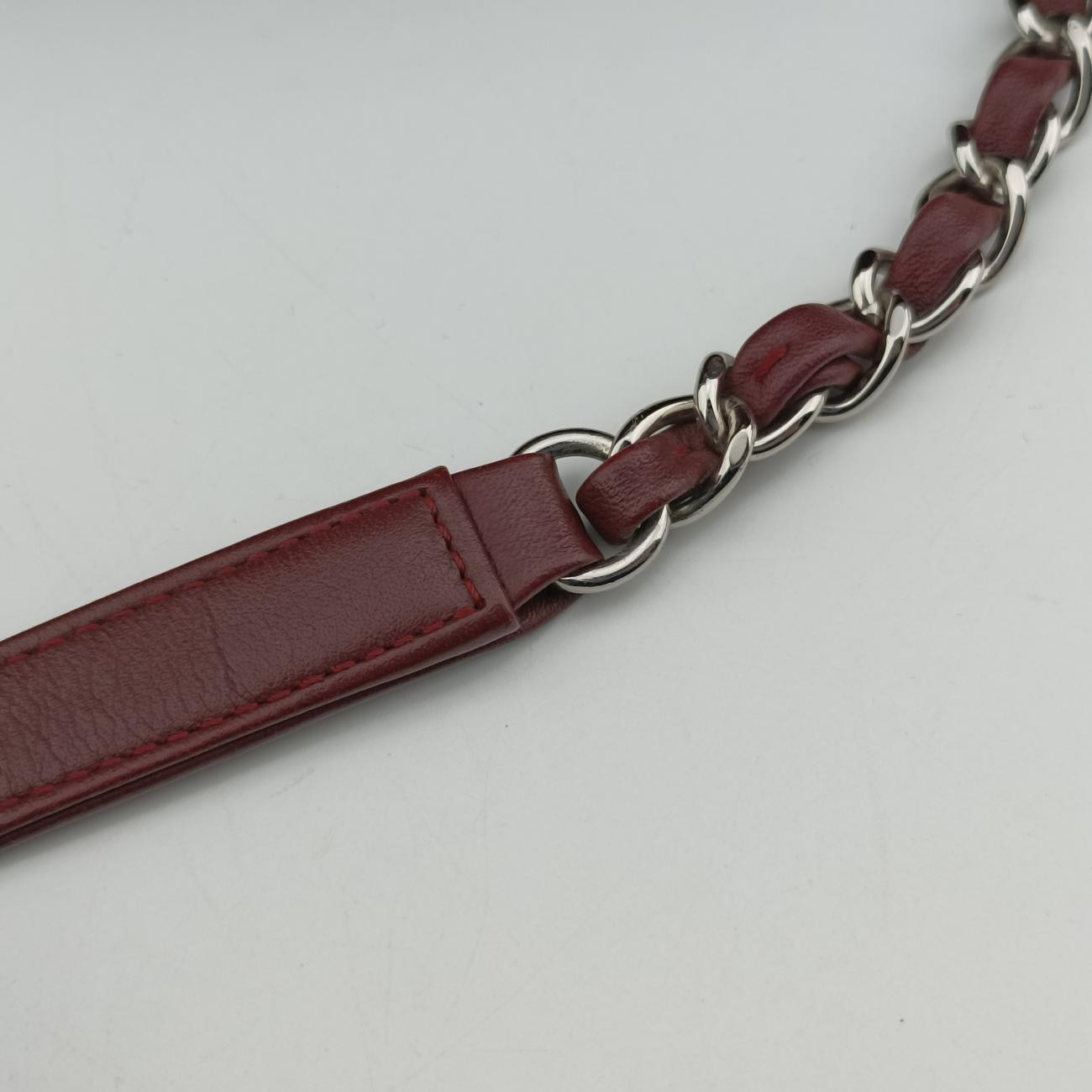 Pre-owned Chanel V stitch Burgundy Leather A93029 shoulderbag | stylenewstar