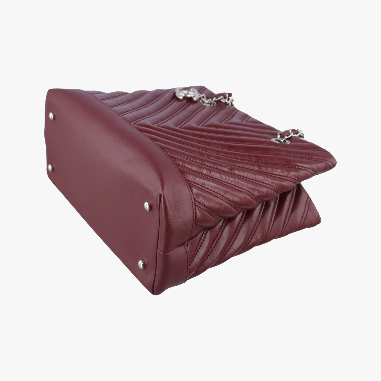 Pre-owned Chanel V stitch Burgundy Leather A93029 shoulderbag | stylenewstar