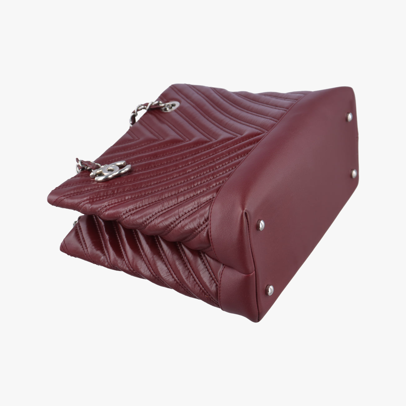 Pre-owned Chanel V stitch Burgundy Leather A93029 shoulderbag | stylenewstar