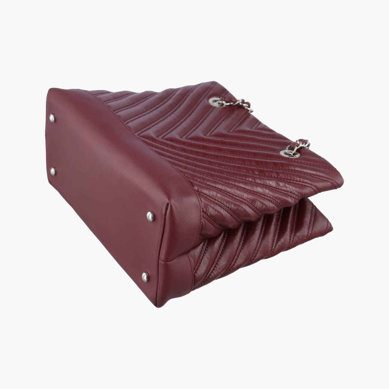 Pre-owned Chanel V stitch Burgundy Leather A93029 shoulderbag | stylenewstar