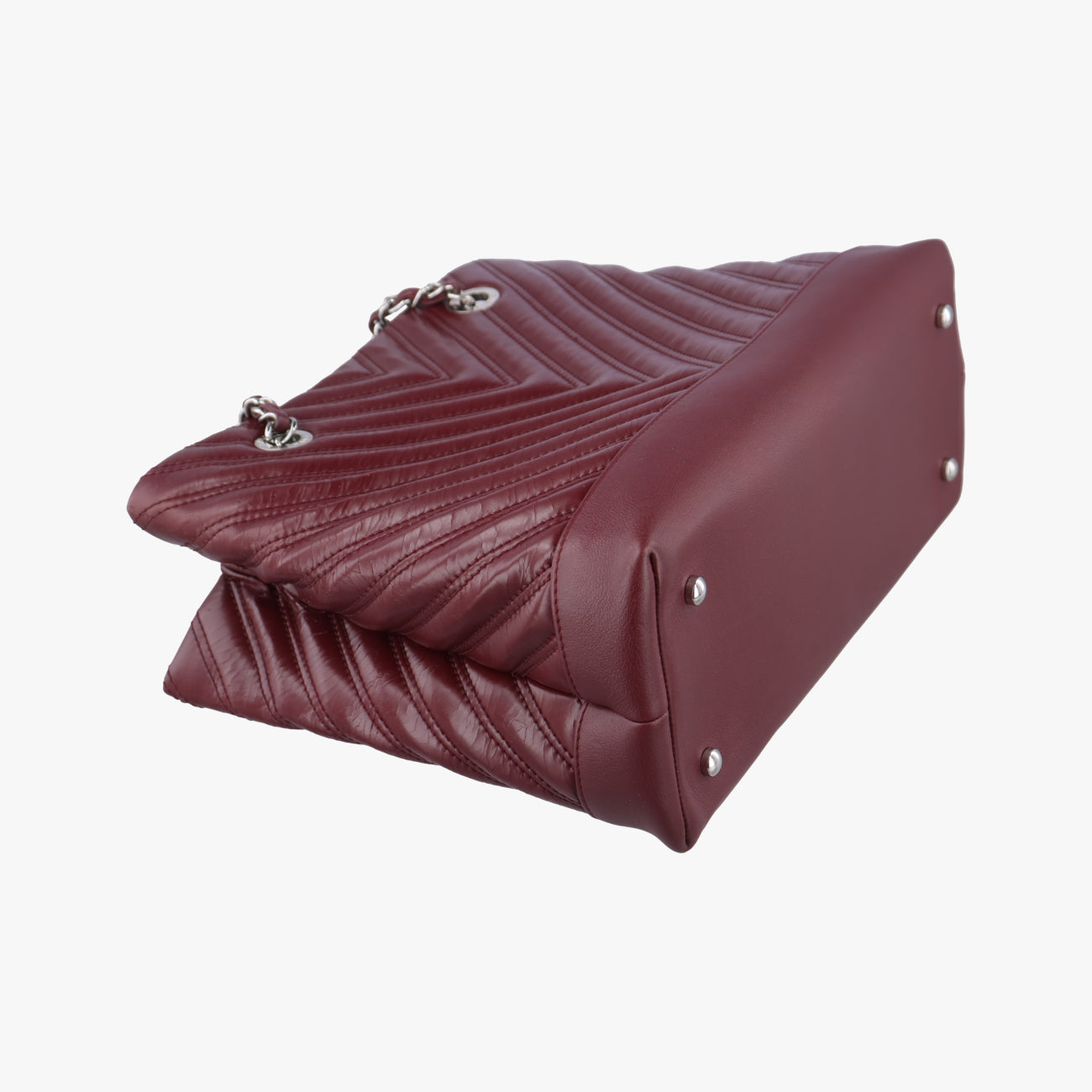 Pre-owned Chanel V stitch Burgundy Leather A93029 shoulderbag | stylenewstar