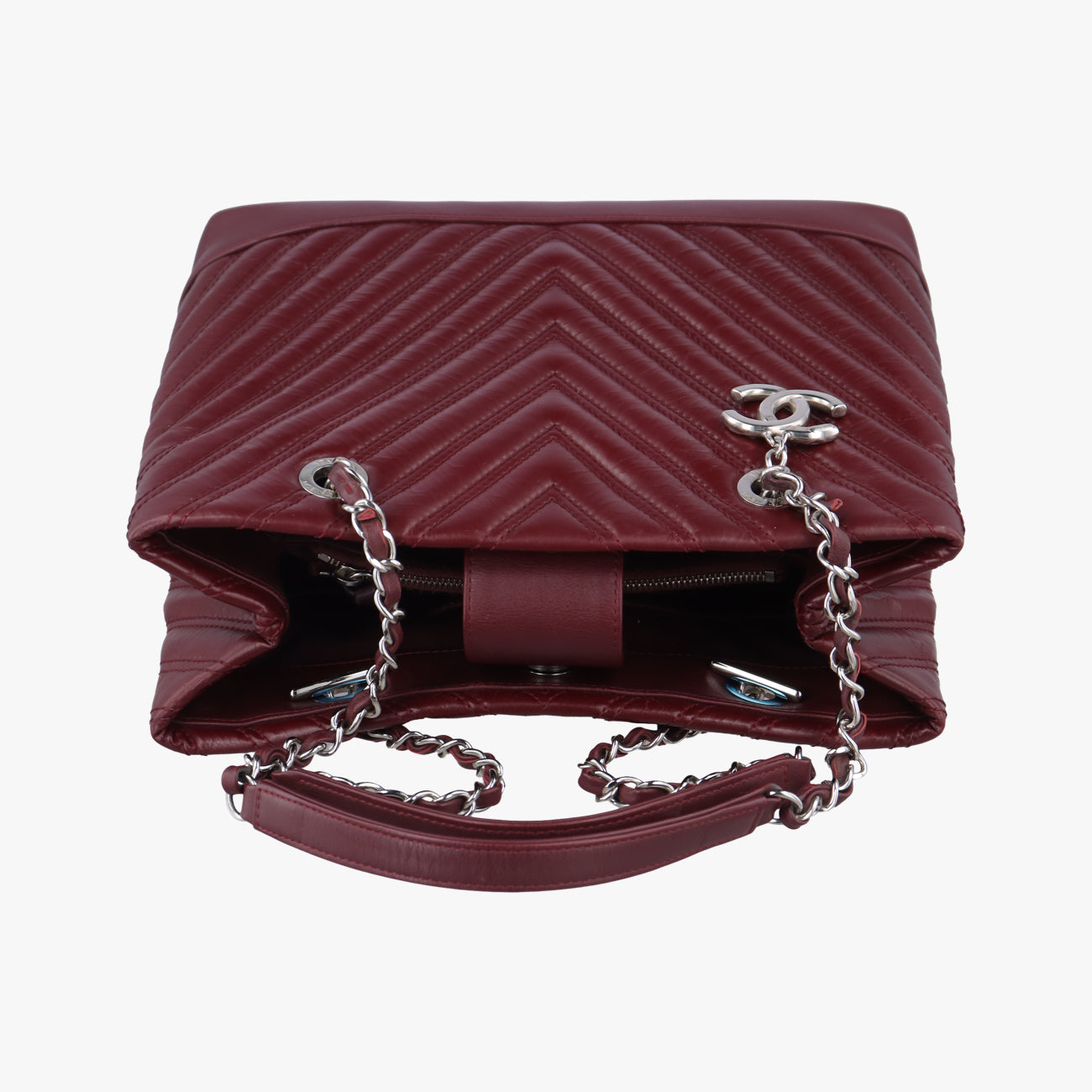Pre-owned Chanel V stitch Burgundy Leather A93029 shoulderbag | stylenewstar