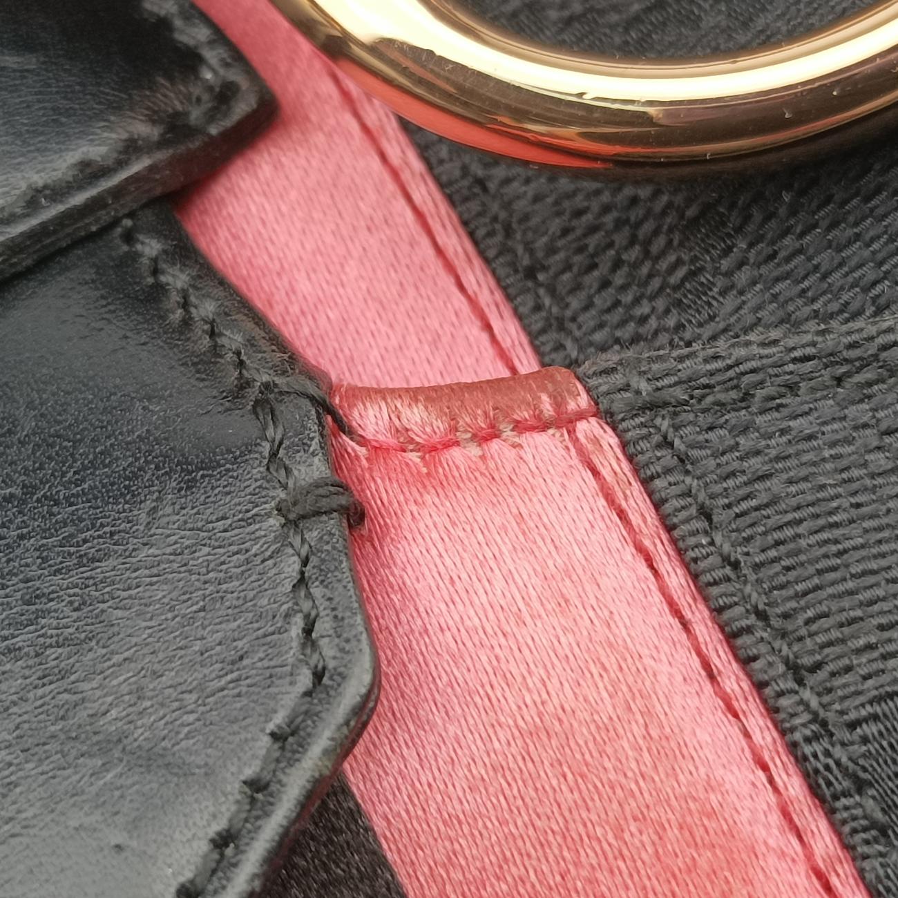 Pre-owned Gucci Horsebit Web Black×pink Canvas 129498 shoulderbag | stylenewstar