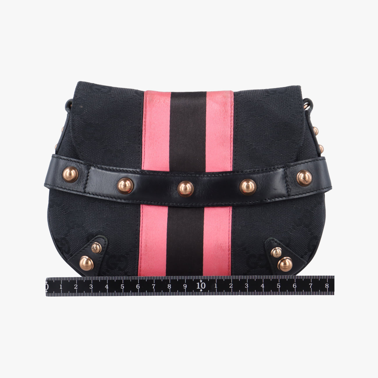 Pre-owned Gucci Horsebit Web Black×pink Canvas 129498 shoulderbag | stylenewstar