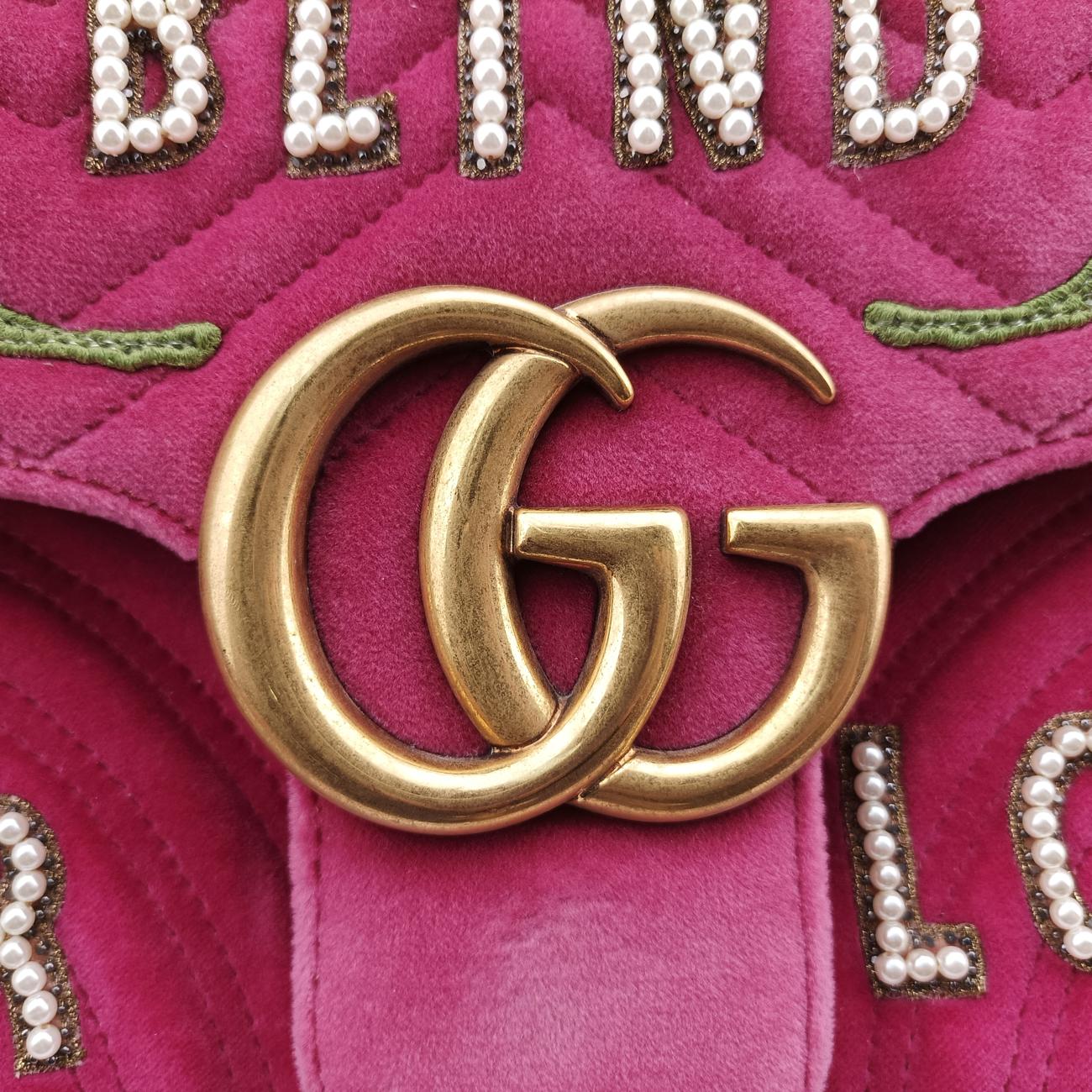 Vintage Gucci GG Marmont Rose velour 443496 shoulderbag | stylenewstar
