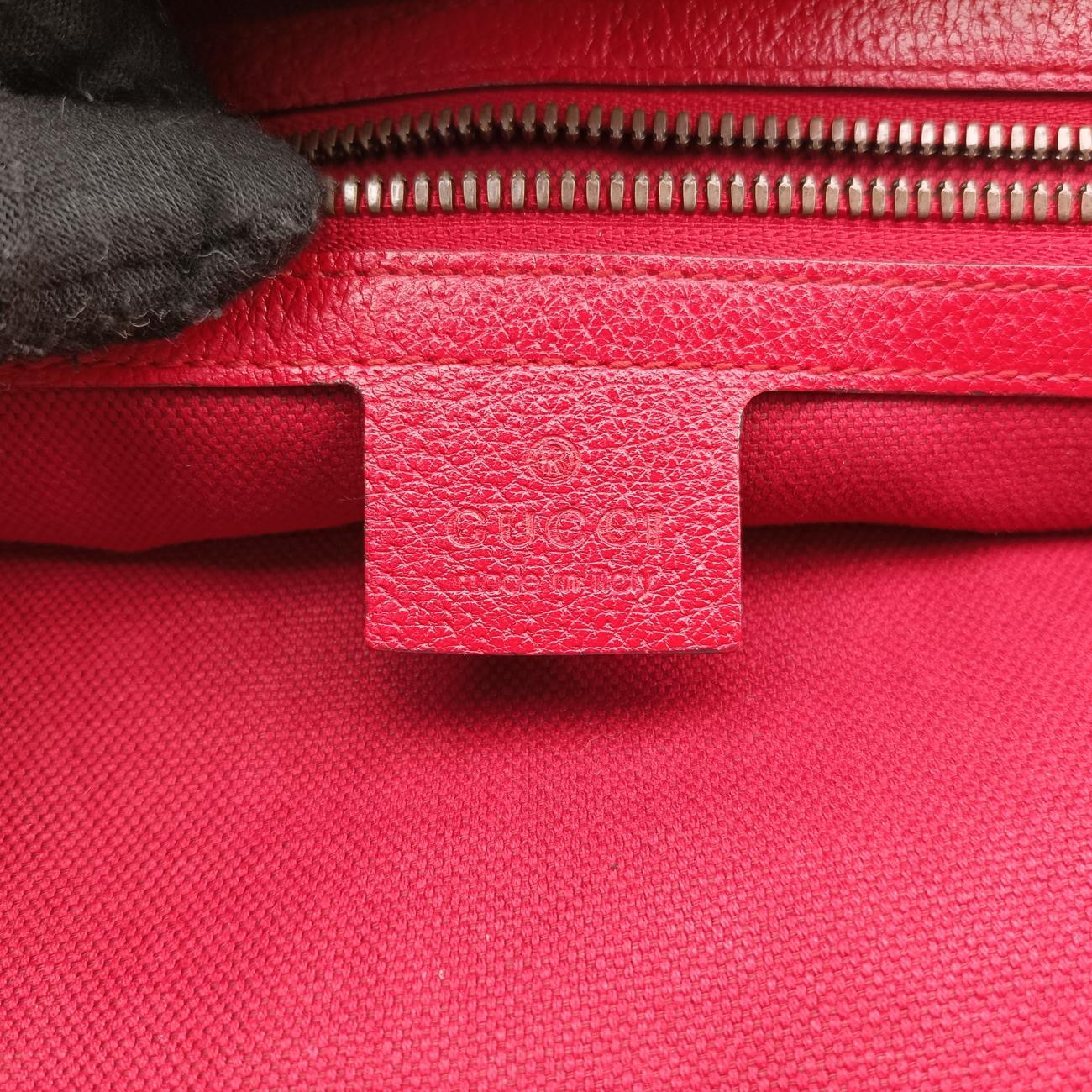 Pre-owned Gucci Print Blue×Red×Ivory canvas x leather 523774 handbag | stylenewstar