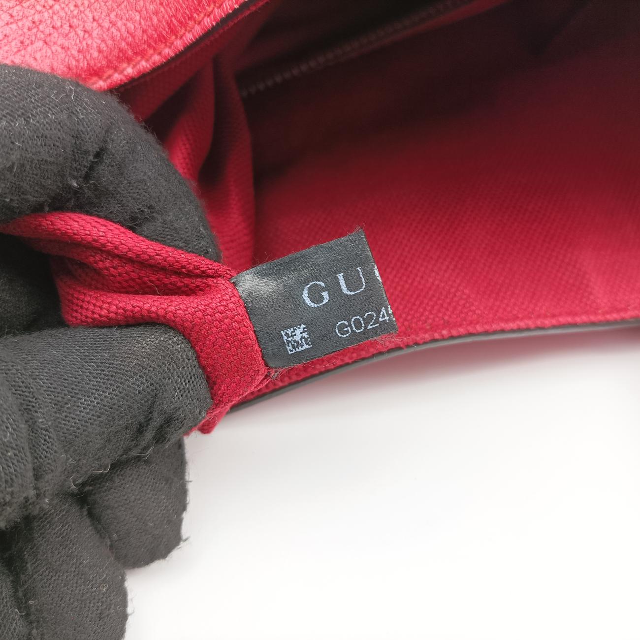 Pre-owned Gucci Print Blue×Red×Ivory canvas x leather 523774 handbag | stylenewstar