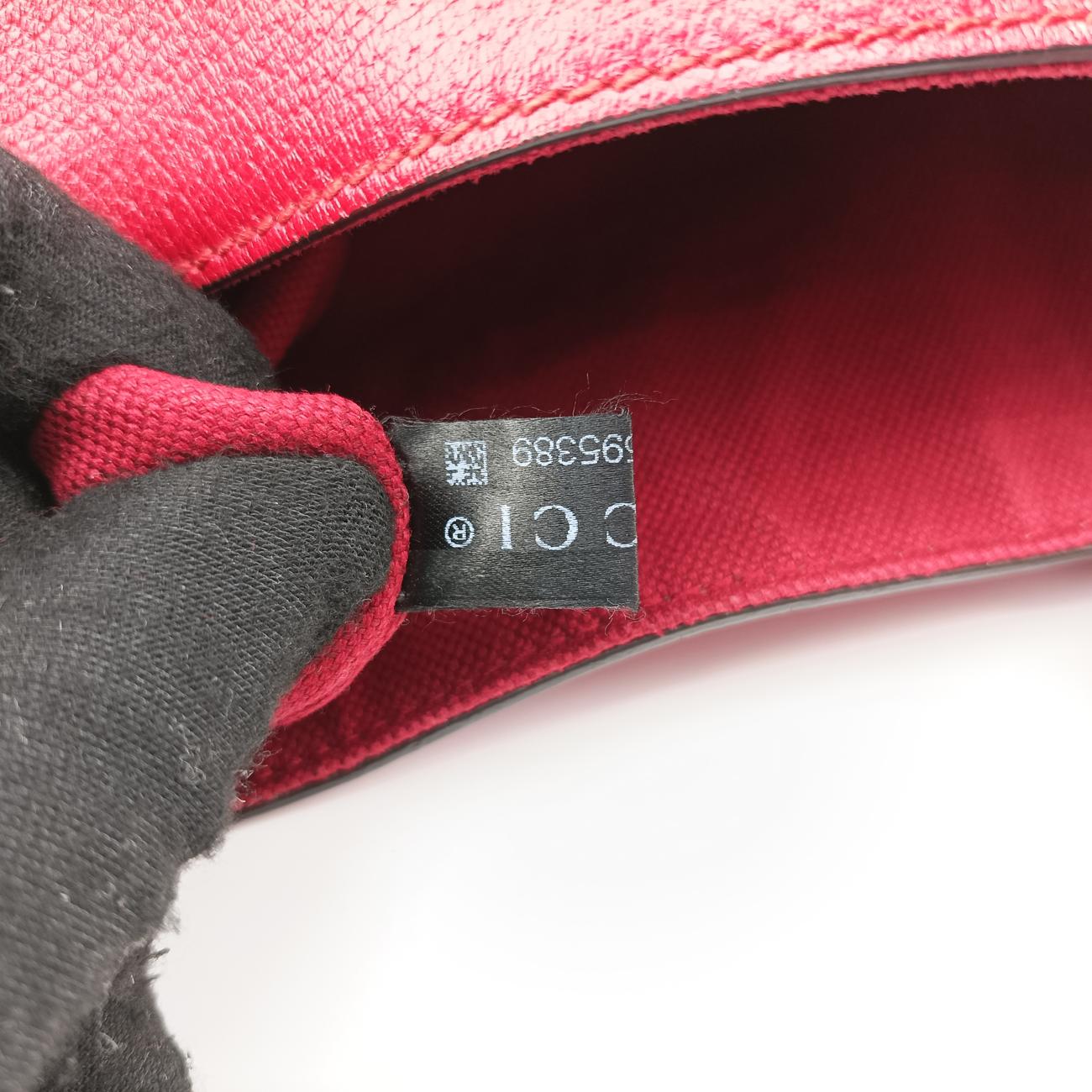 Pre-owned Gucci Print Blue×Red×Ivory canvas x leather 523774 handbag | stylenewstar