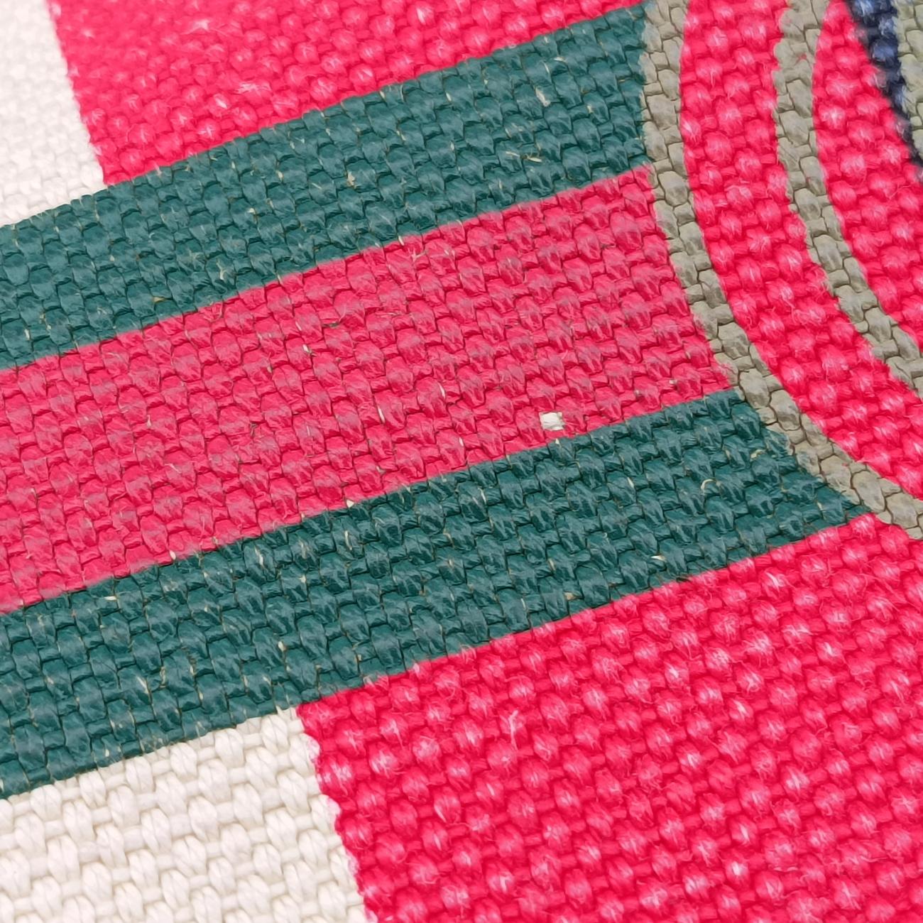 Pre-owned Gucci Print Blue×Red×Ivory canvas x leather 523774 handbag | stylenewstar