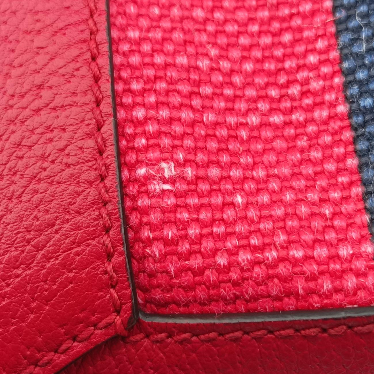 Pre-owned Gucci Print Blue×Red×Ivory canvas x leather 523774 handbag | stylenewstar