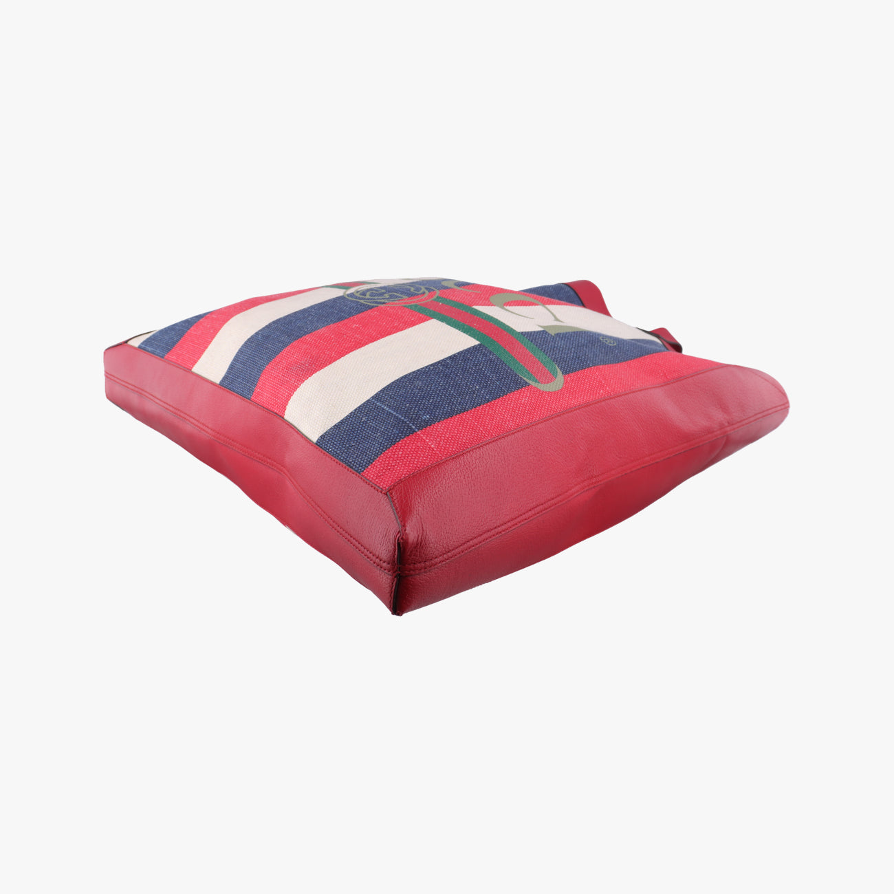 Pre-owned Gucci Print Blue×Red×Ivory canvas x leather 523774 handbag | stylenewstar