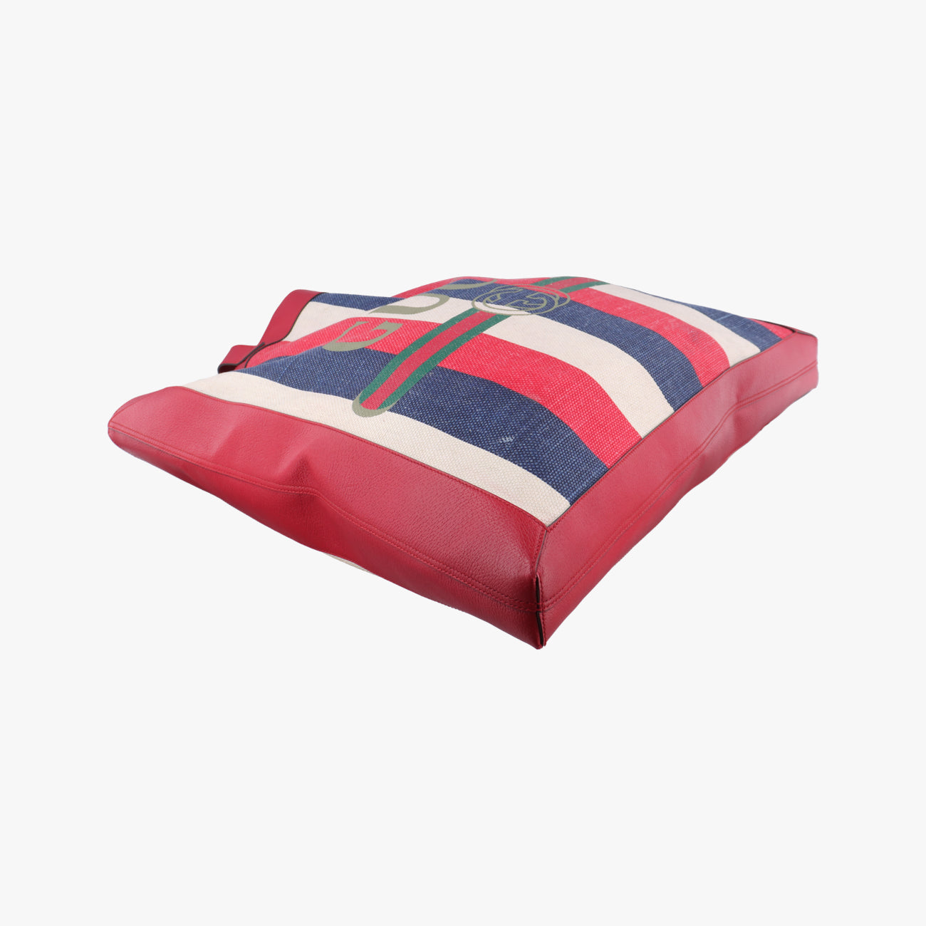 Pre-owned Gucci Print Blue×Red×Ivory canvas x leather 523774 handbag | stylenewstar