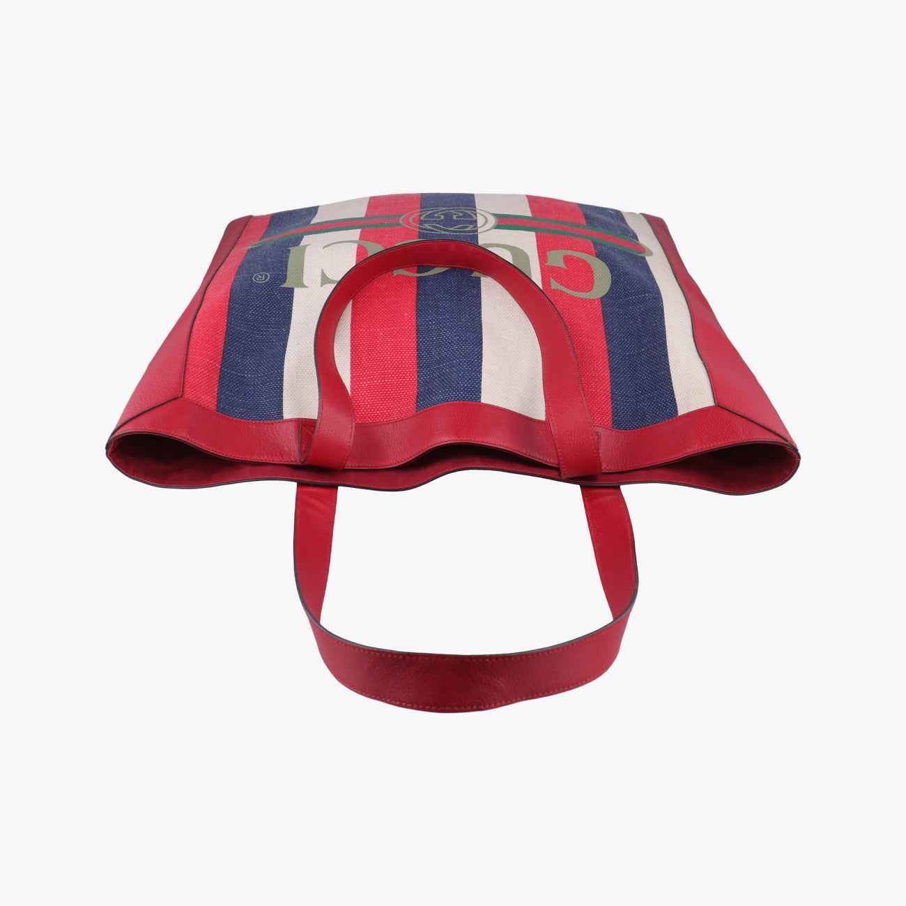 Pre-owned Gucci Print Blue×Red×Ivory canvas x leather 523774 handbag | stylenewstar