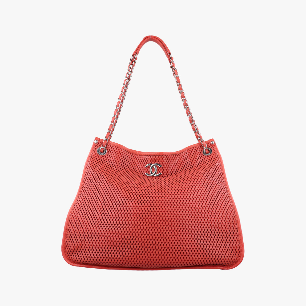 Pre-owned Chanel Up in the Air Perforated French Riviera Red lambskin A67655 shoulderbag | stylenewstar