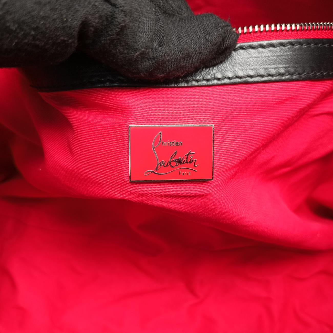 Pre-owned Christian Louboutin spike studs Grey Leather  shoulderbag | stylenewstar