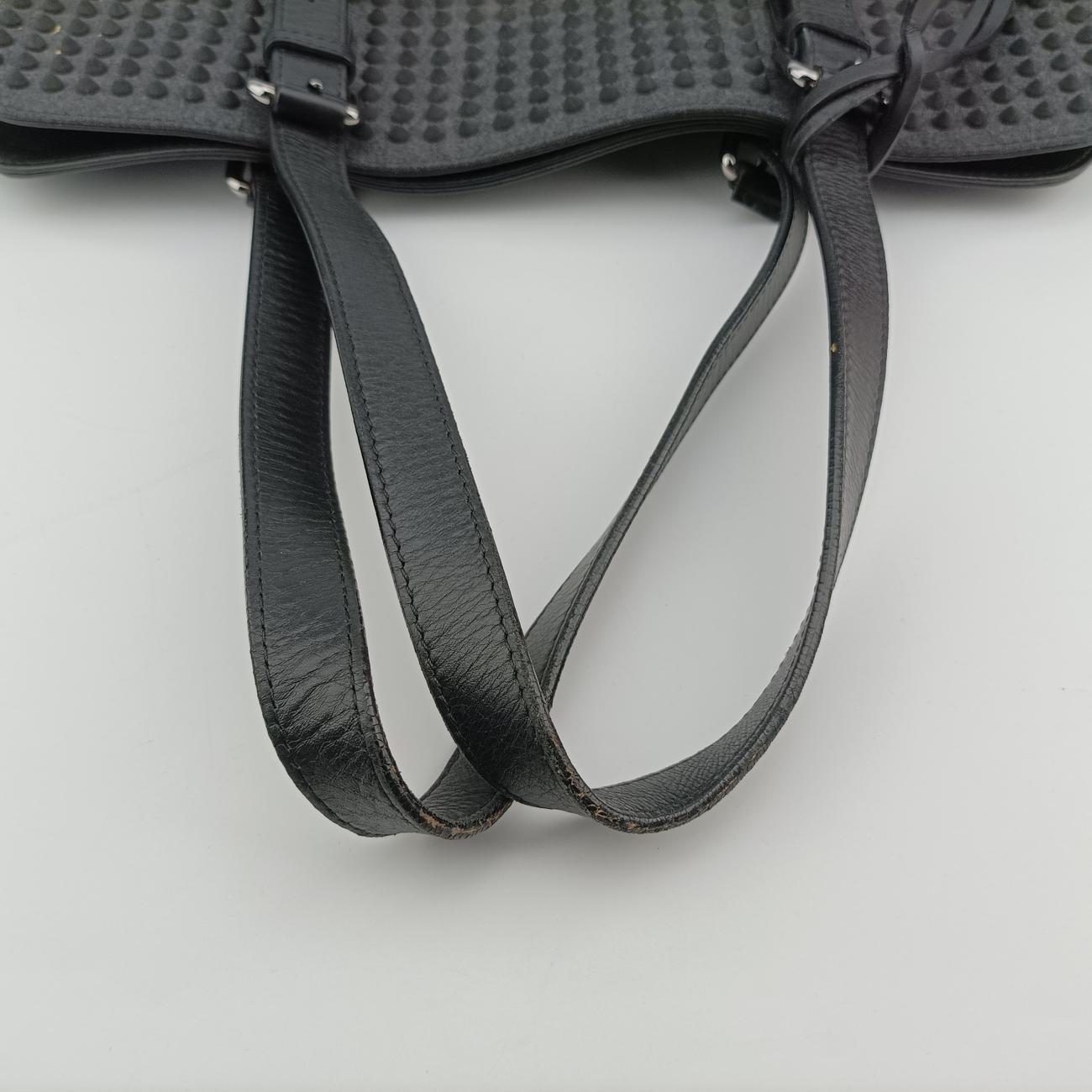 Pre-owned Christian Louboutin spike studs Grey Leather  shoulderbag | stylenewstar