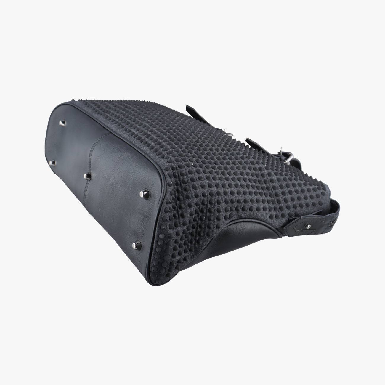 Pre-owned Christian Louboutin spike studs Grey Leather  shoulderbag | stylenewstar