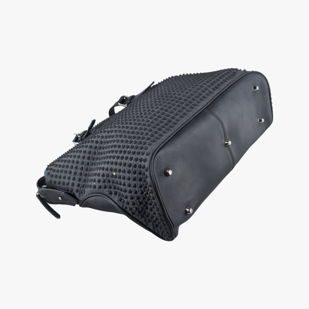 Pre-owned Christian Louboutin spike studs Grey Leather  shoulderbag | stylenewstar