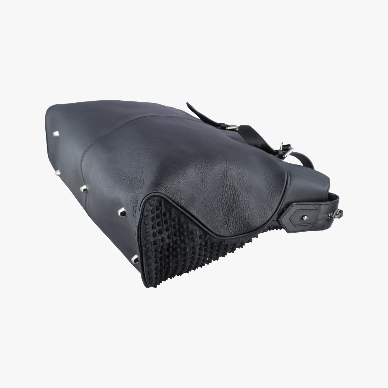 Pre-owned Christian Louboutin spike studs Grey Leather  shoulderbag | stylenewstar