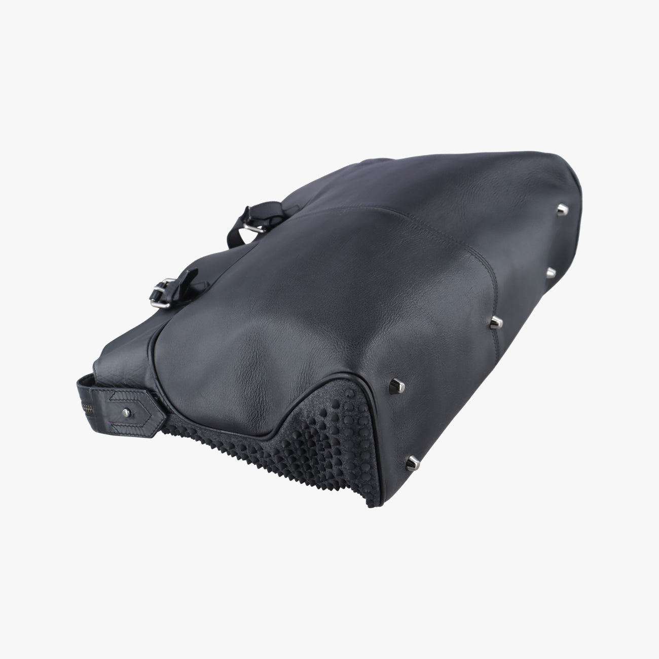 Pre-owned Christian Louboutin spike studs Grey Leather  shoulderbag | stylenewstar