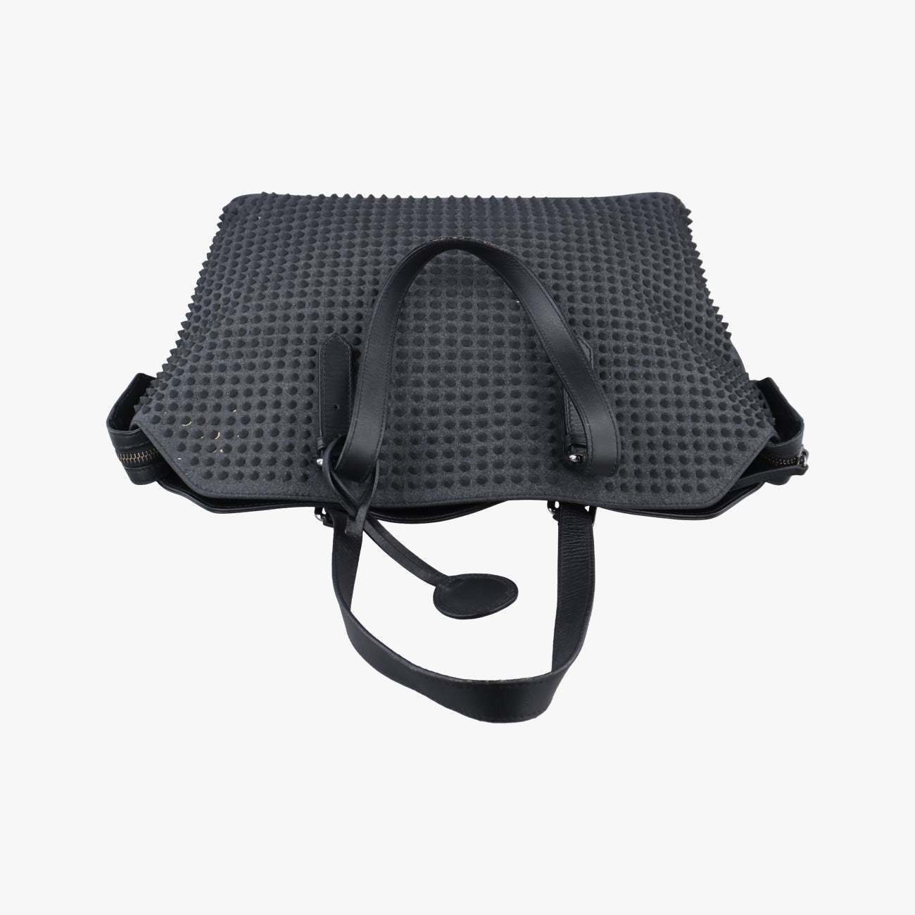 Pre-owned Christian Louboutin spike studs Grey Leather  shoulderbag | stylenewstar