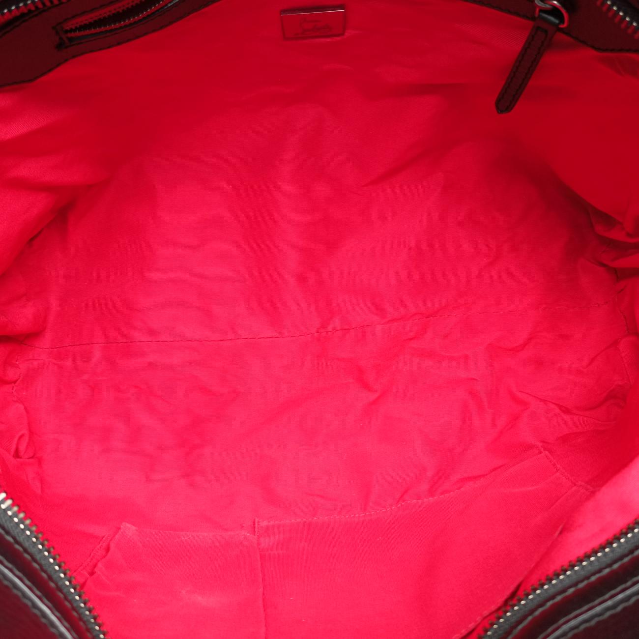 Pre-owned Christian Louboutin spike studs Grey Leather  shoulderbag | stylenewstar