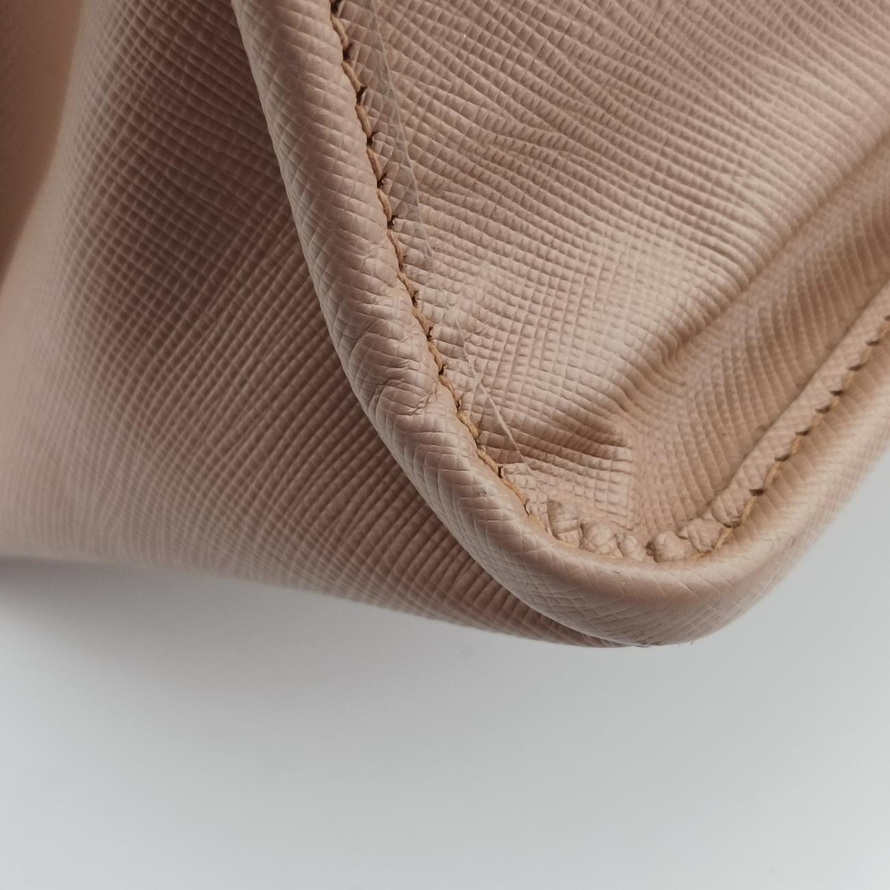 Pre-owned Prada Lux Frame Top Pink SAFFIANO Leather  handbag | stylenewstar