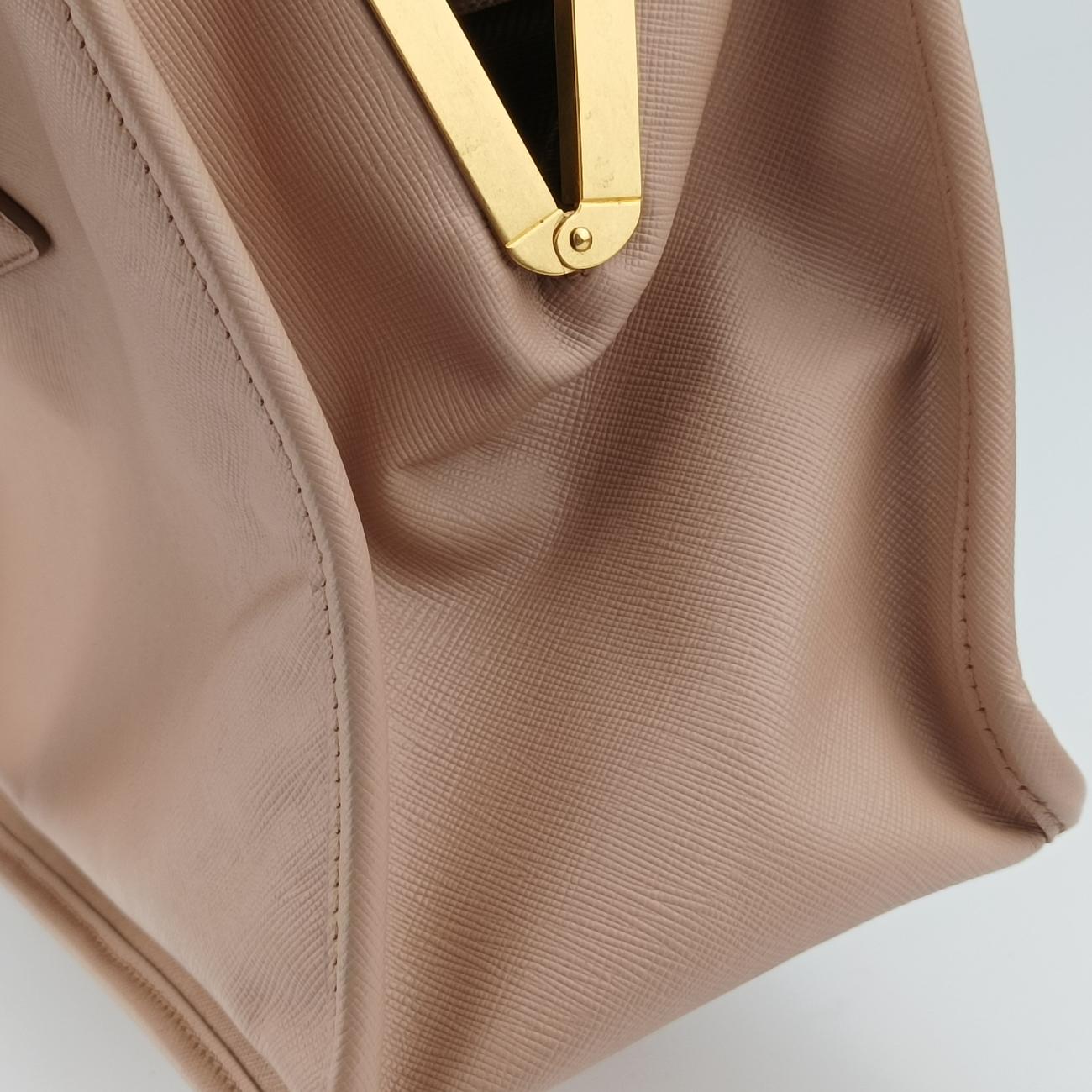 Pre-owned Prada Lux Frame Top Pink SAFFIANO Leather  handbag | stylenewstar