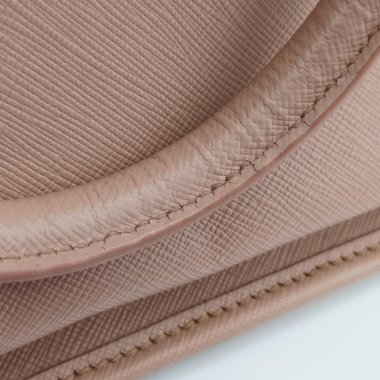 Pre-owned Prada Lux Frame Top Pink SAFFIANO Leather  handbag | stylenewstar