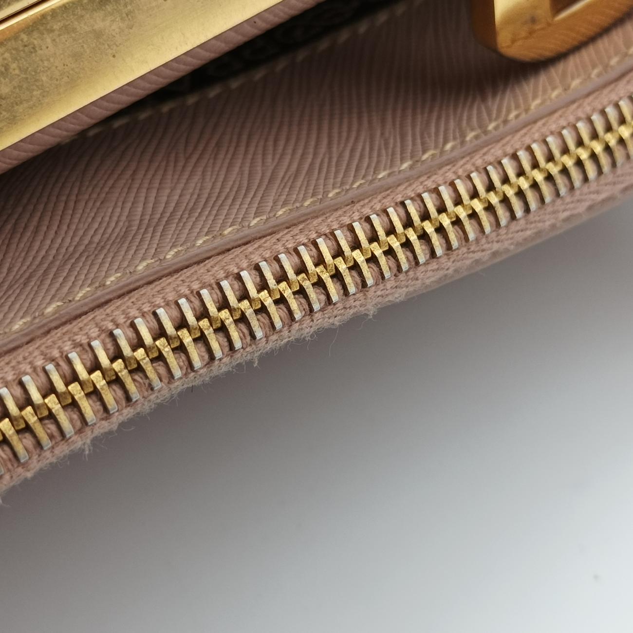 Pre-owned Prada Lux Frame Top Pink SAFFIANO Leather  handbag | stylenewstar