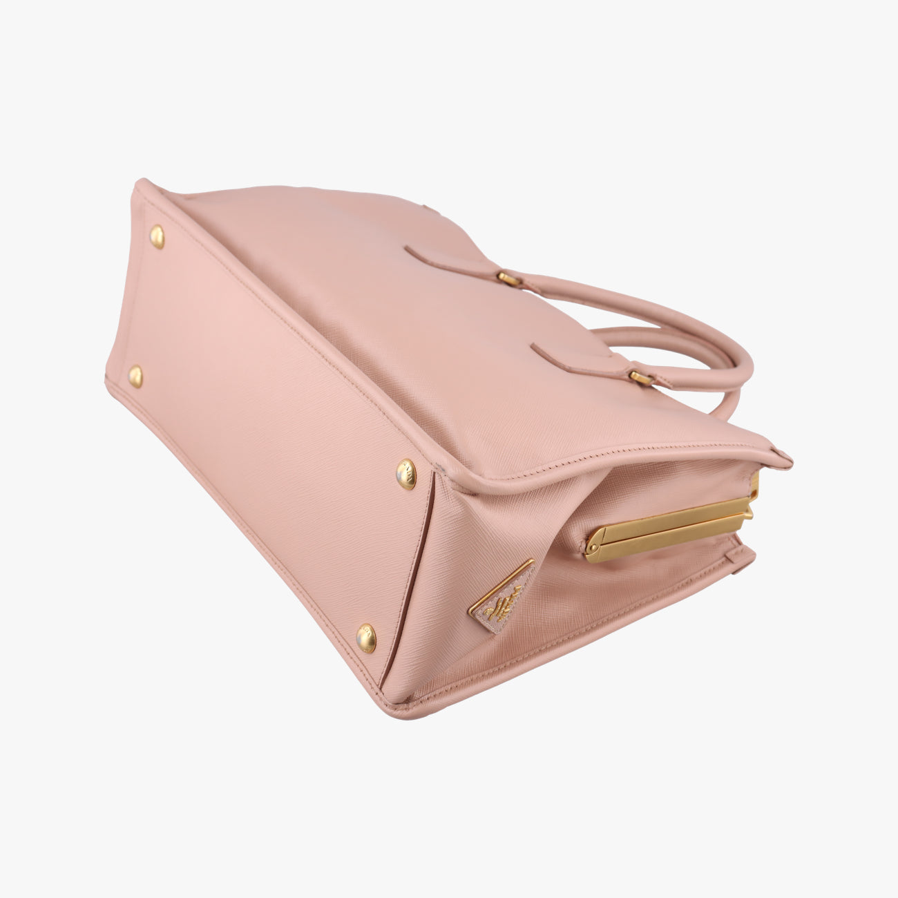 Pre-owned Prada Lux Frame Top Pink SAFFIANO Leather  handbag | stylenewstar