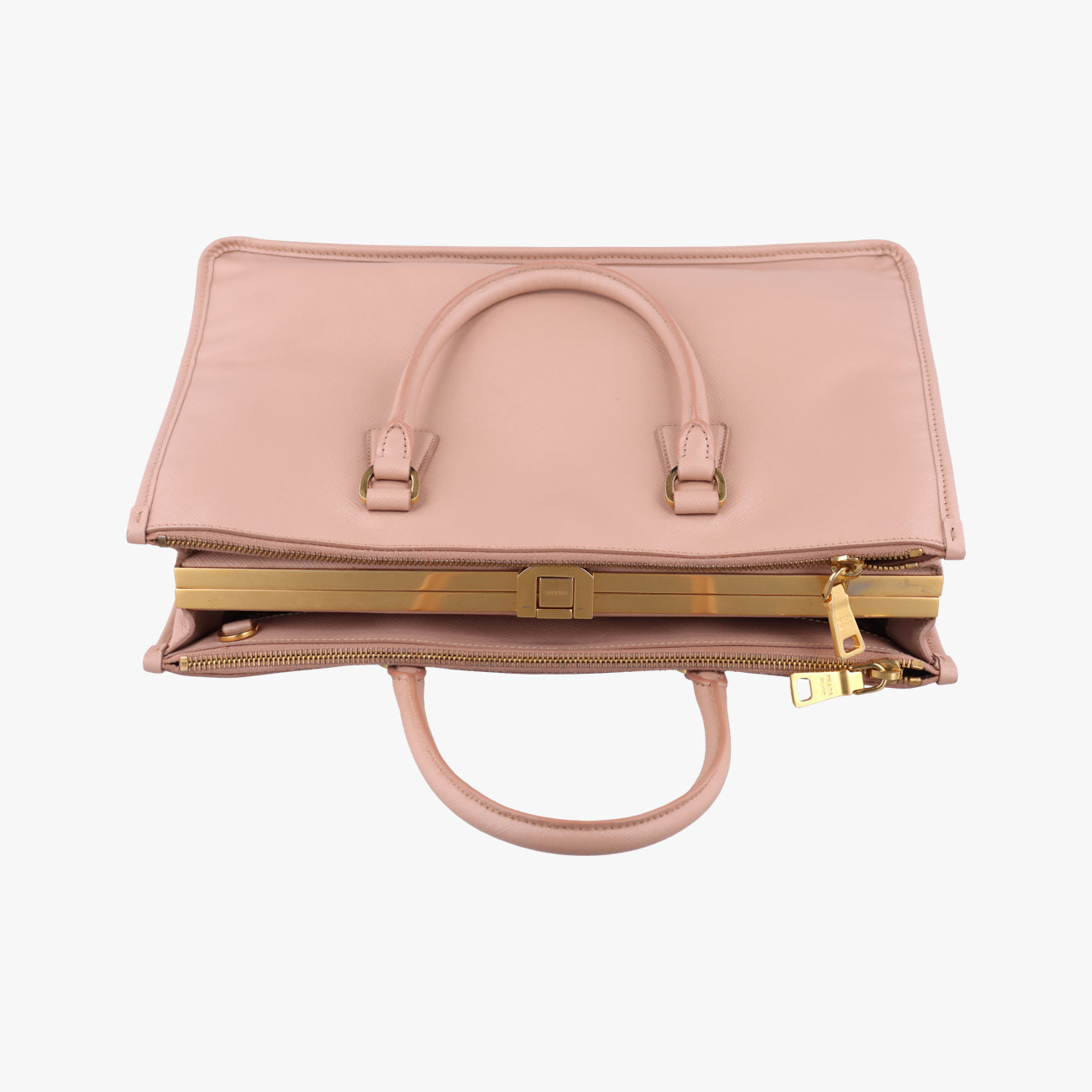 Pre-owned Prada Lux Frame Top Pink SAFFIANO Leather  handbag | stylenewstar