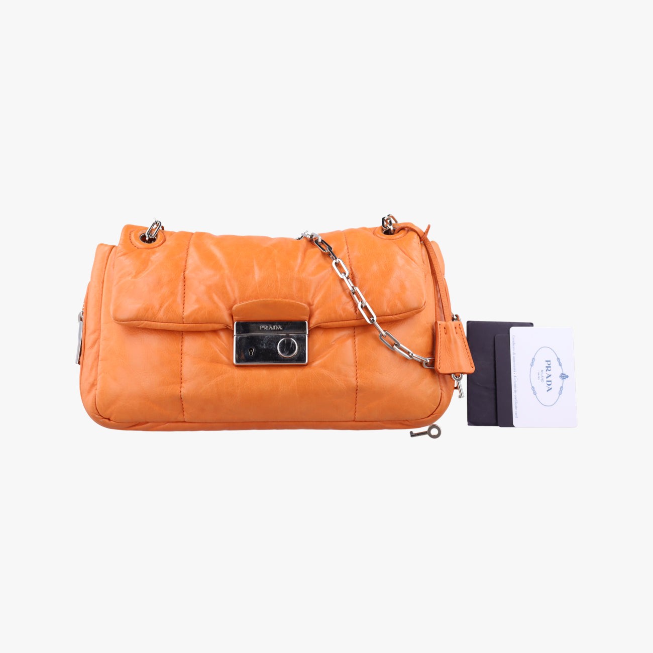 Nappa Bomber Sound Chain Flap Orange lambskin 25
