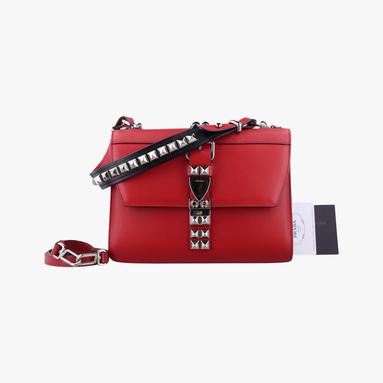 Electra Studded Red Leather x Saffiano leather 25
