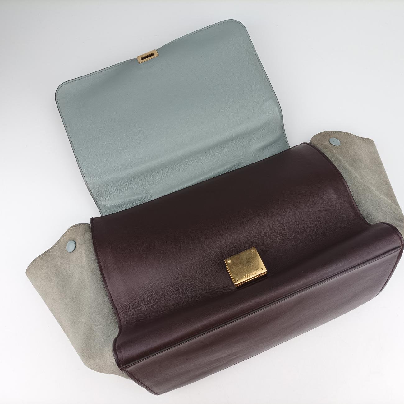 Pre-owned Celine Trapèze Black x Grey leather × suede  shoulderbag | stylenewstar