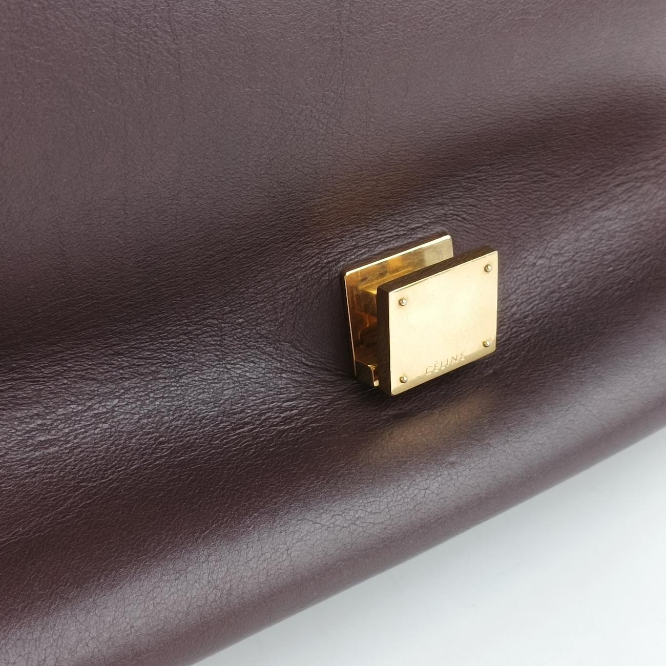 Pre-owned Celine Trapèze Black x Grey leather × suede  shoulderbag | stylenewstar