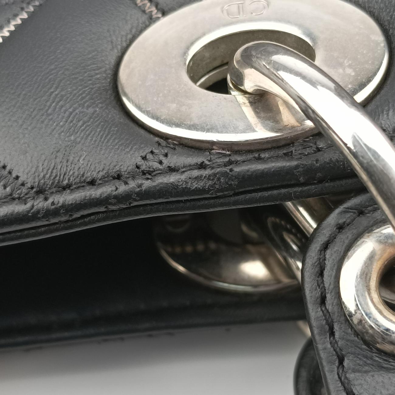 Pre-owned Christian Dior Lady Dior Grey lambskin  shoulderbag | stylenewstar