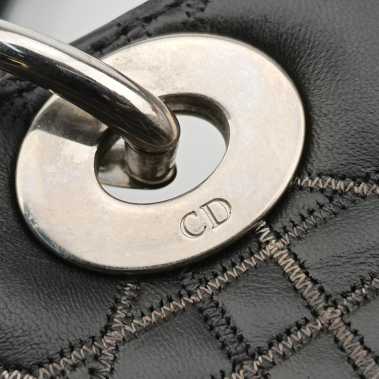 Pre-owned Christian Dior Lady Dior Grey lambskin  shoulderbag | stylenewstar