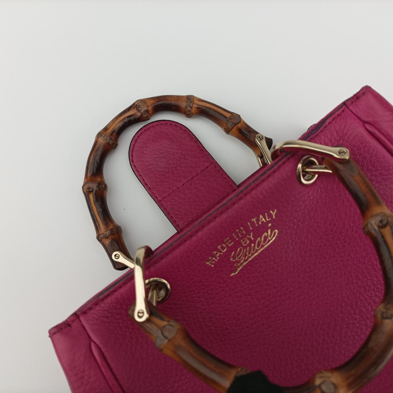 Pre-owned Gucci Bamboo Shopper Rose Leather 368823 shoulderbag | stylenewstar
