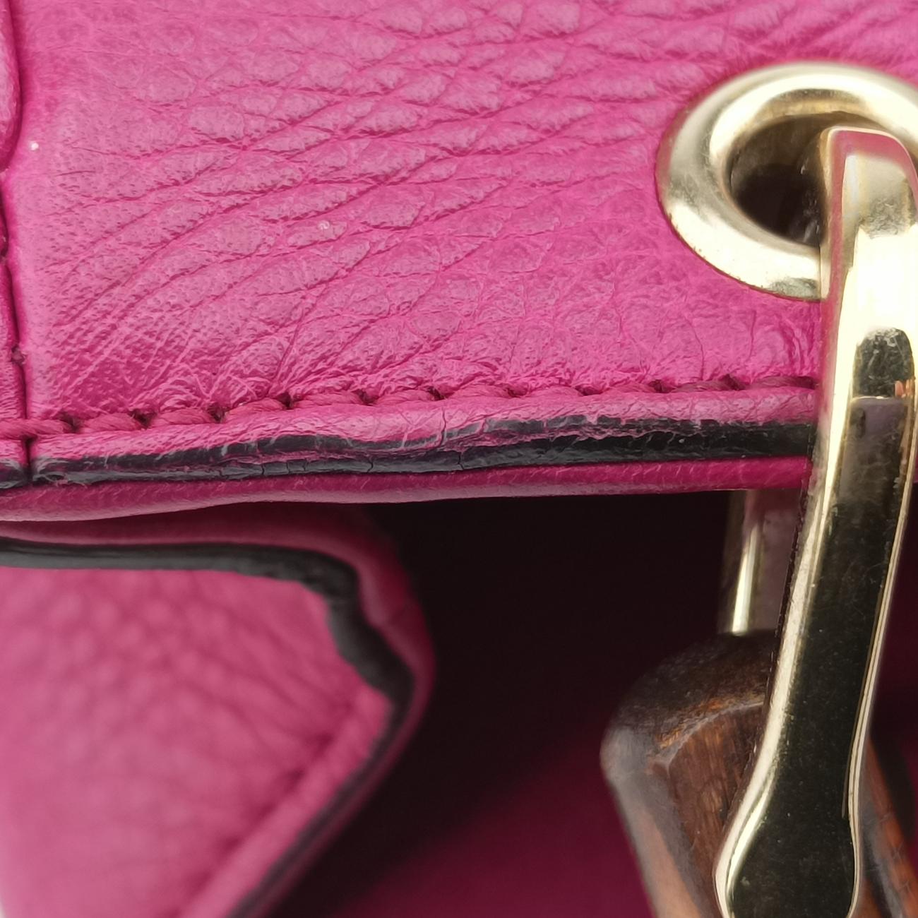 Pre-owned Gucci Bamboo Shopper Rose Leather 368823 shoulderbag | stylenewstar