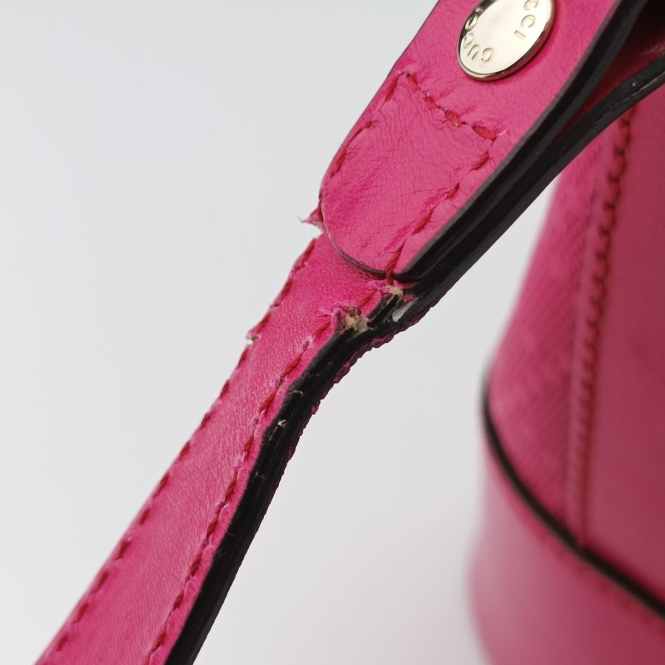 Pre-owned Gucci Bright Diamante Bucket Rose Leather 354229 shoulderbag | stylenewstar