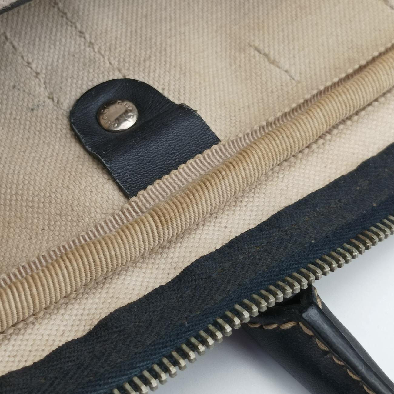 Pre-owned Gucci Diamante Beige×Black PVC coated canvas 208463 handbag | stylenewstar