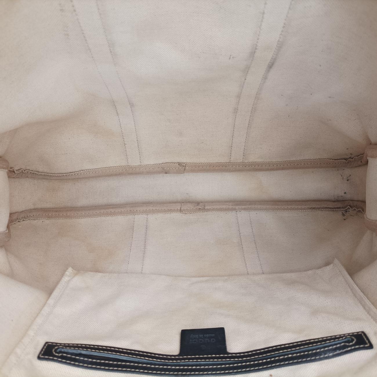 Pre-owned Gucci Diamante Beige×Black PVC coated canvas 208463 handbag | stylenewstar