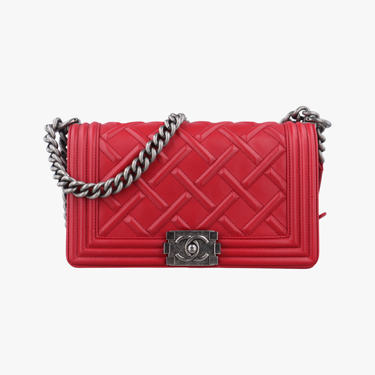 Pre-owned Chanel BOY CHANEL Red lambskin A66094 shoulderbag | stylenewstar