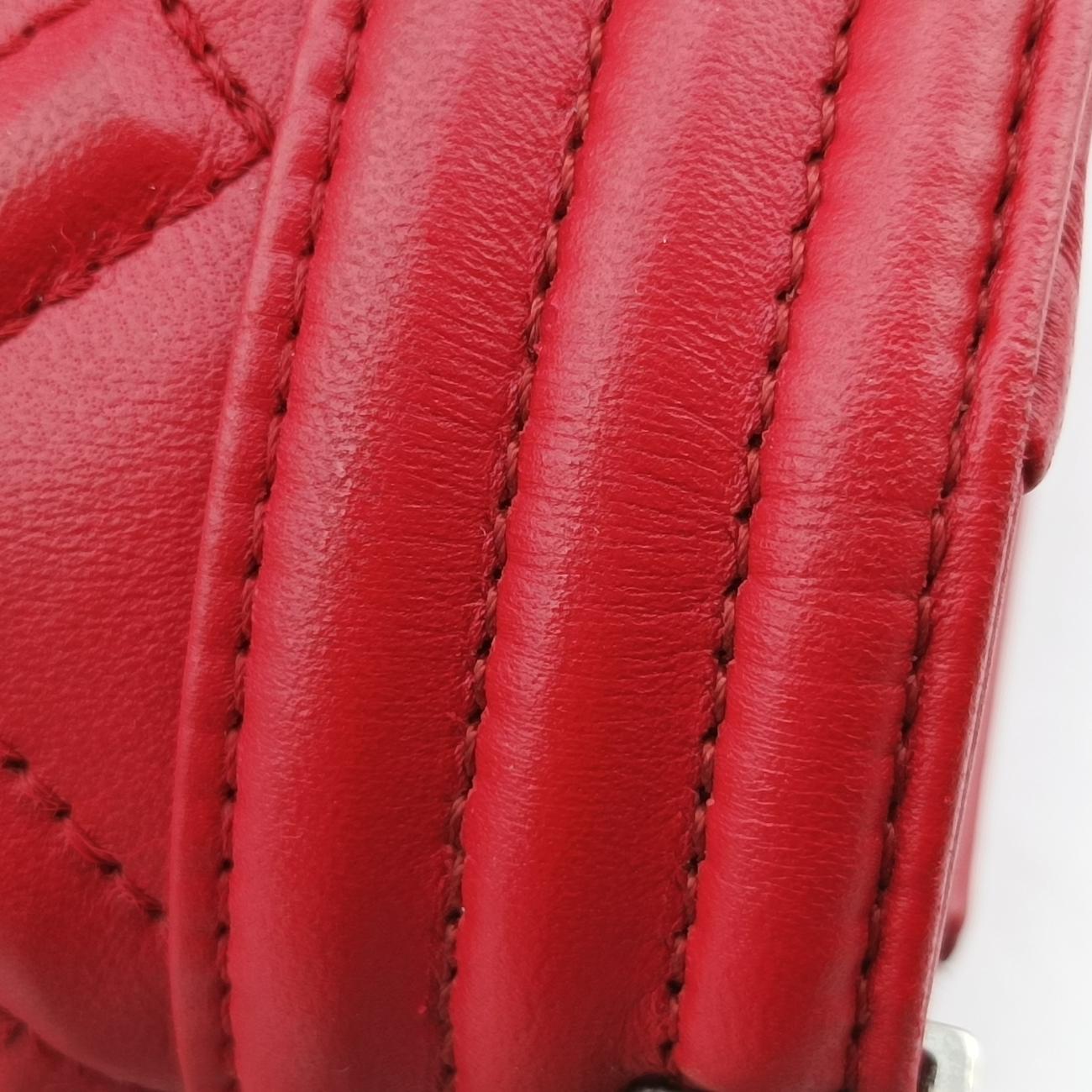 Pre-owned Chanel BOY CHANEL Red lambskin A66094 shoulderbag | stylenewstar