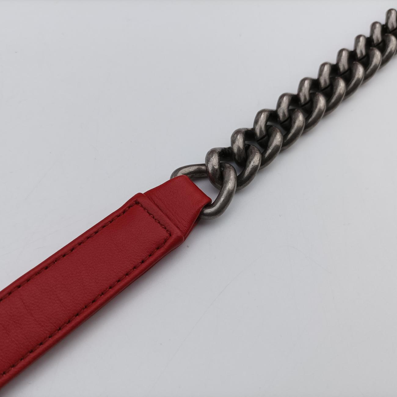 Pre-owned Chanel BOY CHANEL Red lambskin A66094 shoulderbag | stylenewstar