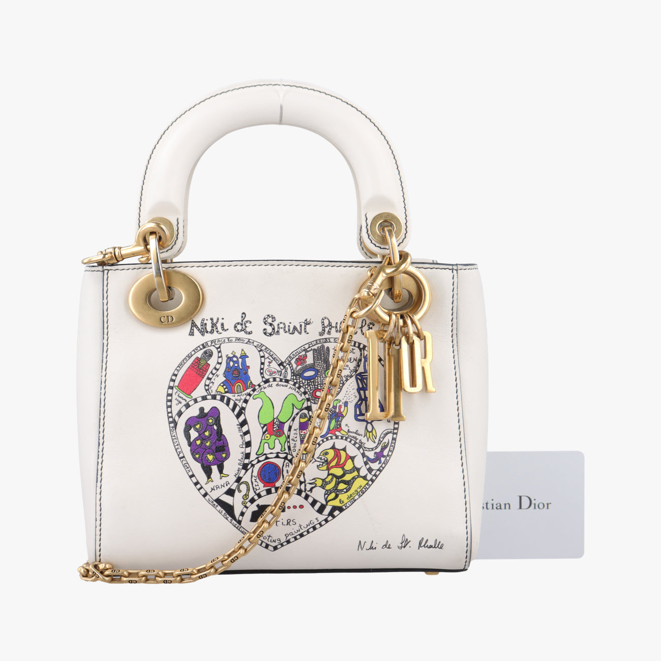 Pre-owned Christian Dior Niki de Saint Phalle Lady Dior White×Multicolour Leather  shoulderbag | stylenewstar